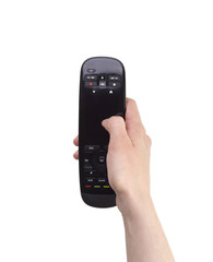 Female Hand Holding a Remote Controller - 64025213