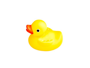 Yellow Rubber Duck on White Background