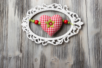 Handmade  heart on wooden background