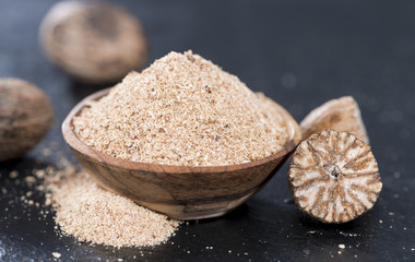 Heap of grated Nutmegs