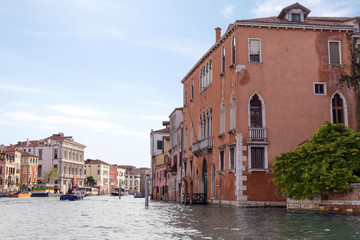 Classic view of Venice with canal and old buildings