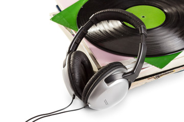 Gramophone records and headphones