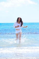 Fototapeta premium happy woman enjoy summer vacation