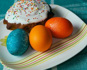 Easter eggs on a plate