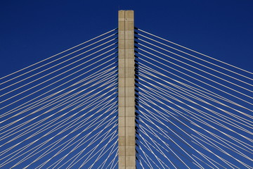 Detail of a cable-stayed bridge