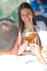 couple having lanch at beautiful restaurant