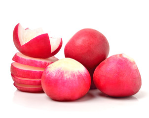 Red radishes sliced