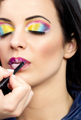Fototapeta premium woman professional make-up, lipgloss