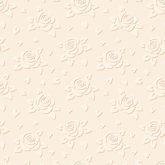 Seamless embossed background with flowers. Vector illustration.
