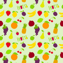 Fresh fruits flat seamless pattern