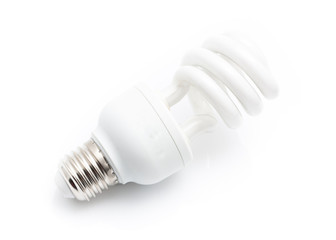 Energy saving white light bulb isolated on white background with