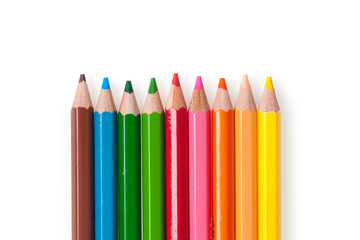 Colour pencils isolated on white background
