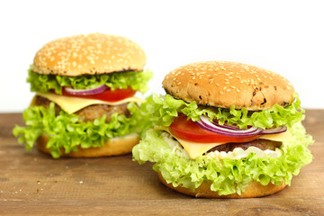 burger with vegetables and beef