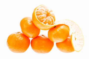 Fresh mandarin citrus isolated tangerine mandarine orange in hea
