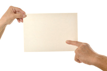 holding blank paper