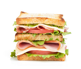 Toast sandwich with meat and vegetables