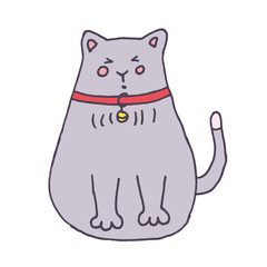 Vector chineese bell cat - hand drawn illustration, sketch
