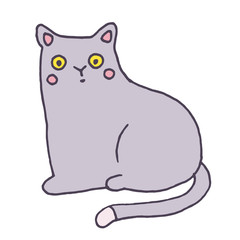 Vector yellow eyed cat - hand drawn illustration, sketch