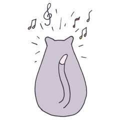 Vector music cat - hand drawn illustration, sketch