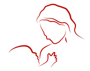 contours of mother and baby