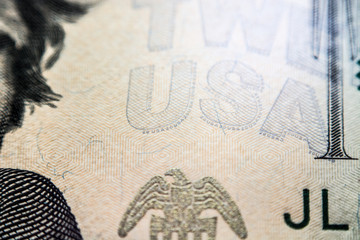 US Dollar bill, macro photography