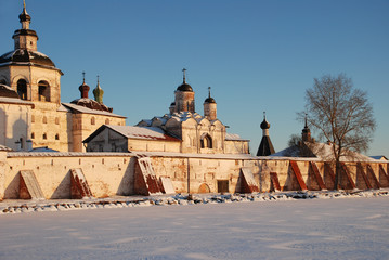 Northern Russian monastery in winter.