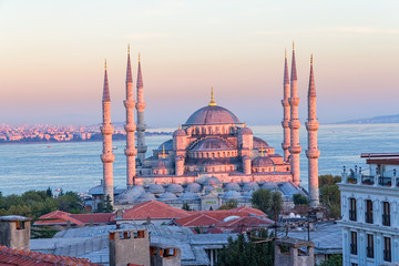 Blue mosque Istanbul sunset
