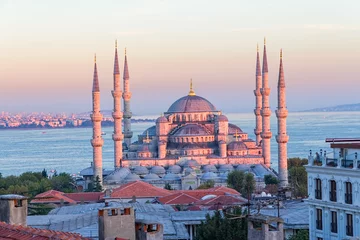 Ingelijste posters Blue mosque Istanbul sunset © Dario Bajurin