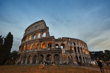 Fototapeta na wymiar Colosseum in Rome, Italy during sunset