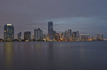 Fototapeta na wymiar Miami city skyline panorama at sunset