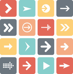 Arrow sign icon set, flat design, vector illustration of web