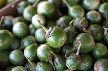 green baby eggplants