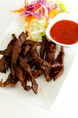 Fried Beef with Ketchup