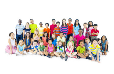 Fototapeta premium Multiethnic chidrend in casual wear