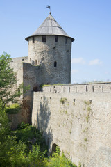 Fototapeta na wymiar Вид на Воротную башню . Ивангородская крепость