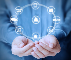  modern social buttons n hand