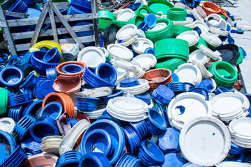 Pile of plastic scrap for recycle