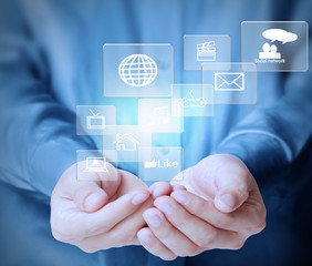  modern social buttons n hand