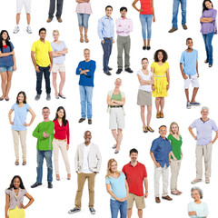 Fototapeta premium Colorful Multi Ethnic Connected People Standing