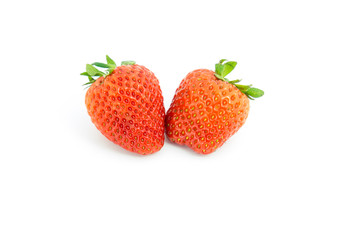 fresh strawberries isolated on white background.