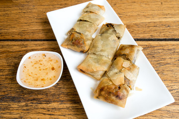 Fried mushroom spring rolls