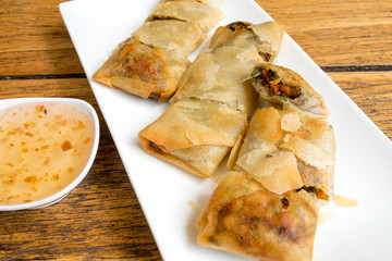 Fried mushroom spring rolls