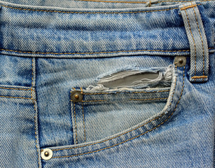 Old Blue Jeans Pocket Closeup