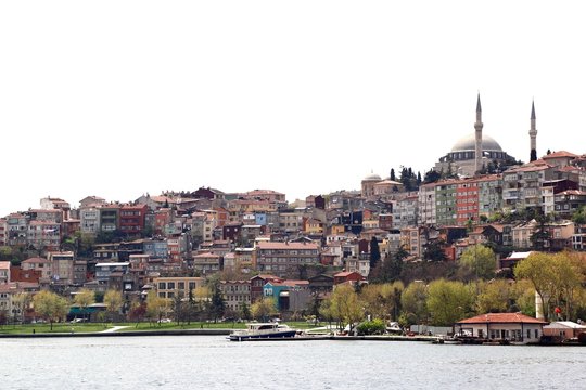 Istanbul Skyline on White Background