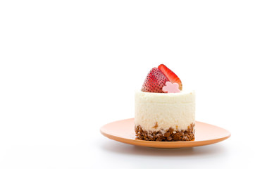 Strawberry cheesecake isolated on white background