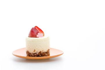 Strawberry cheesecake isolated on white background