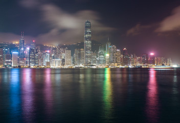Obraz na płótnie Canvas Panorama of Hong Kong Island from Kowloon at night time