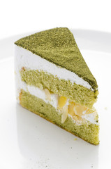 Cake matcha isolated white background