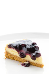 Blueberry cheesecake isolated white background