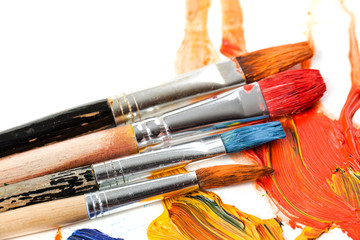 Fototapeta premium Paints and brushes